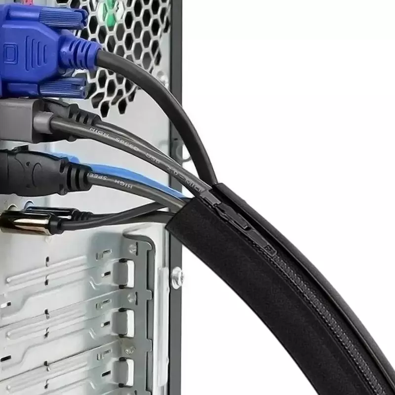 Flexível Nylon Zipper Cable Sleeve, Computer Harness Line Bainha, Cord Organizer, Wire Wrap Management, Cord Hider Protector