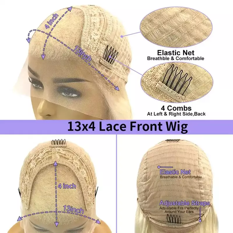 Wig rambut manusia 13x4 tanpa lem HD transparan renda depan Wig 100% asli untuk rambut manusia wanita Wig Frontal warna merah muda renda