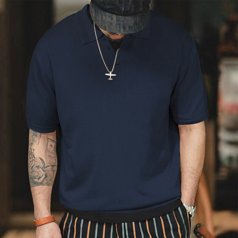 Topy męskie koszule modne halowe L ~ 3XL biurowe koszule Outdoor z krótkim rękawem Slim Fit sportowe koszulki letnie spotkania
