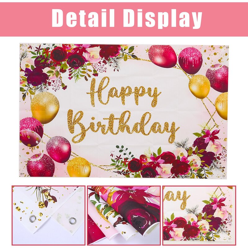 Happy Birthday Background Balloon Floral Birthday Decoration Kids Girls Birthday Party Supplies Baby Shower Decor