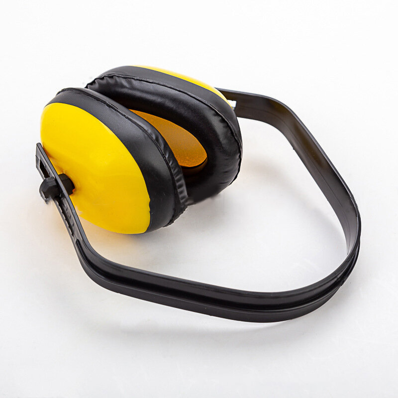 1 buah penutup telinga plastik antiguncangan, headphone pengurang Kebisingan kedap suara pelindung telinga berburu kuning