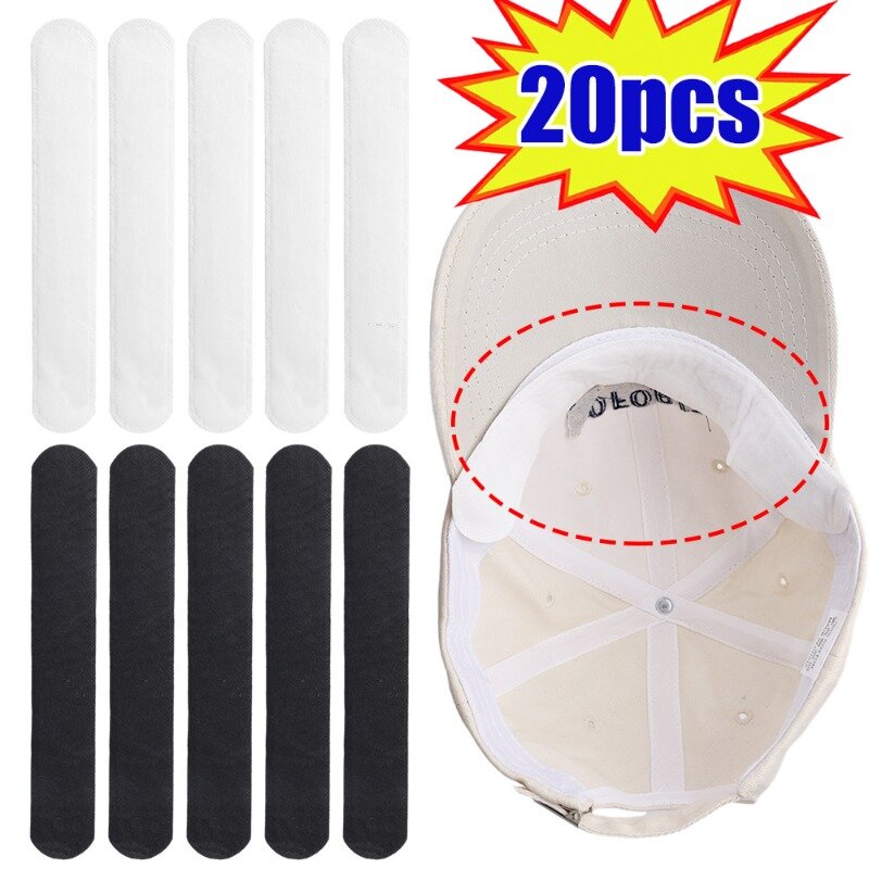 10/20Pcs Sweat-Absorbing Liner Pads Black White Hat Anti-Dirt Sticker Invisible Breathable Non-Woven Sticker Fashion Accessories