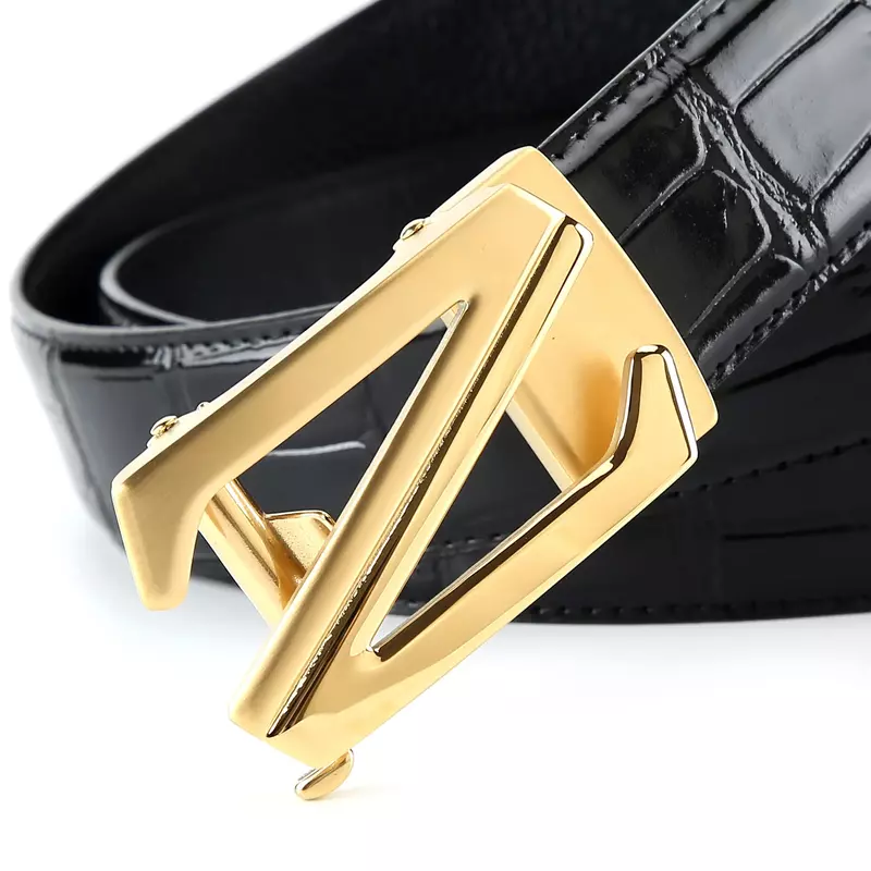New Vintage High-Grade Leather Belt Automatic Checkoff Full-Grain Leather Business Waistband Belt Luxury Designer Belts for Men
