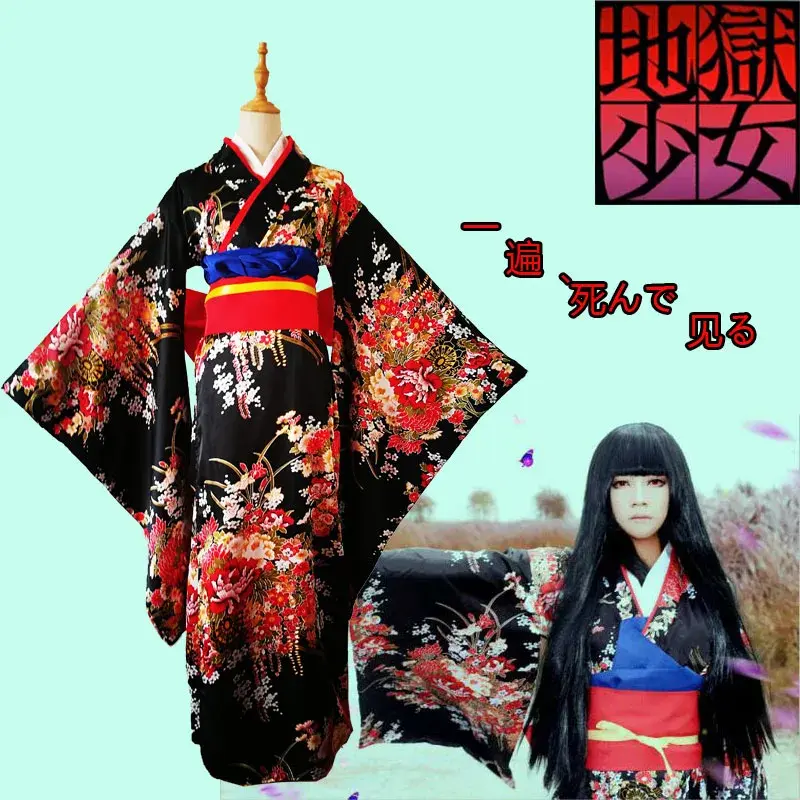 Kimono seksi panjang gaun Kimono wanita bunga Jepang gaun Kimono wanita Cosplay Yukata kostum Cosplay tradisional pesta Hallowee