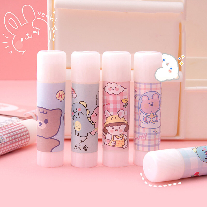 Cute Cartoon Solid Glue Stick Strong Adhesives Non-toxic Sealing Stickers Mini Stationery Office School Supplies for Students
