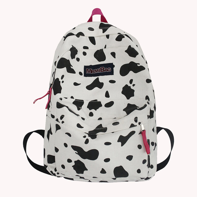 Damski płócienny plecak z nadrukiem krowy w stylu preppy Duże torebki damskie Wodoodporny plecak podróżny w stylu kampusowym