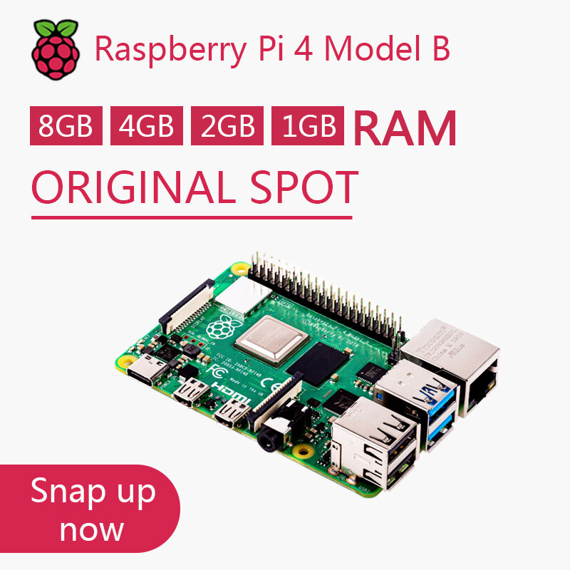 Official Original Raspberry Pi 4 Model B Dev Board or 4b Kit(G) RAM 1GB 2GB 4GB 8GB Core CPU 1.5Ghz 3 Speeder Than Pi 3B+