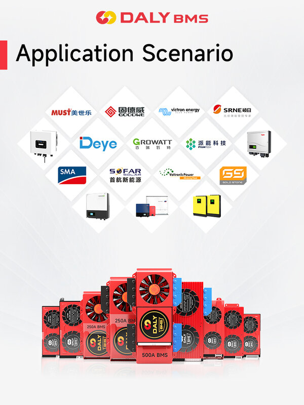 Daly Smart BMS bateria para armazenamento de energia, LiFePO4 pode 1A equilíbrio ativo 4S 12V 8S 24V 16S 48V 100A 150A 200A 250A, 18650