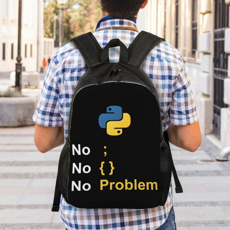 حقيبة ظهر مضحكة لمبرمج Python ، حقيبة كتب أساسية لمدرسة الكلية ، حقائب برمجة لغة المبرمج للرجال والنساء