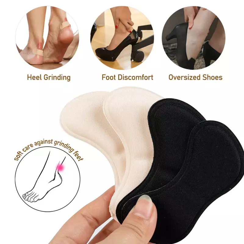 2/12pcs Soft Sponge Heel Insoles Patch Anti-wear Cushion Pads Feet Care Heel Protector Adhesive Back Sticker Shoes Insert Insole