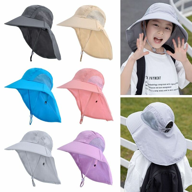 Sunscreen Beach Cap Boy Girl Wide Brim Cap Sun Hat Children Bucket Hats UV Protection