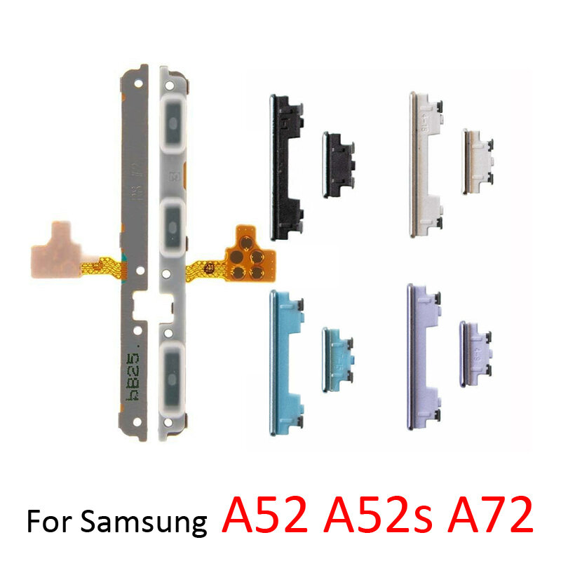 Botón de volumen de encendido para Samsung, A02, A12, A22, A32, A42, A52, A52s, A72, 4G, 5G, Cable flexible de tecla lateral de encendido, Original