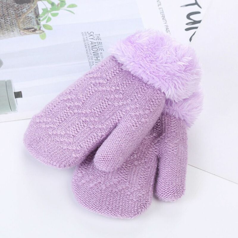 Plus Velvet Kids Gloves Keep Finger Warm Thick Baby Gloves Knitting Mittens Boys Girls