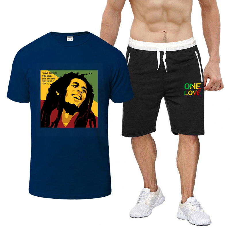 T-shirt da donna/uomo Bob Marley Legend Reggae One Love felpa stampata estate nuova moda manica corta + pantaloncini abbigliamento completo