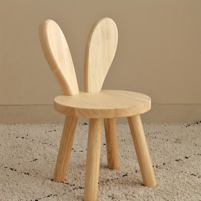 Bangku papan kecil kreatif, telinga kelinci lucu, bangku kecil kayu Solid, bangku dekoratif kursi anak-anak