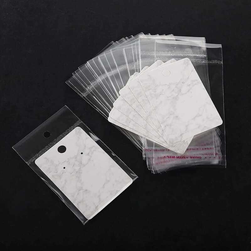 50 sztuk papieru stojak do kolczyków karty z własnym-torebki foliowe kolorowe marmurkowe DIY ręcznie pakowane karty do kolczyk Stud naszyjnik