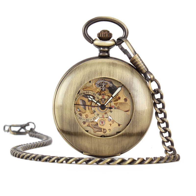 นาฬิกาผู้ชายพร้อมนาฬิกาสไตล์วินเทจมีสไตล์และเป็นเอกลักษณ์ของขวัญนาฬิกากระเป๋ากลไกโลหะ