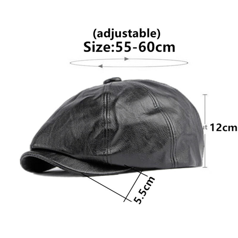 2023 Spring Autumn Faux Leather PU Newsboy Caps For Men Women Casual Couple Sports Cap Fashion Vintage Party Hats Free Shipping