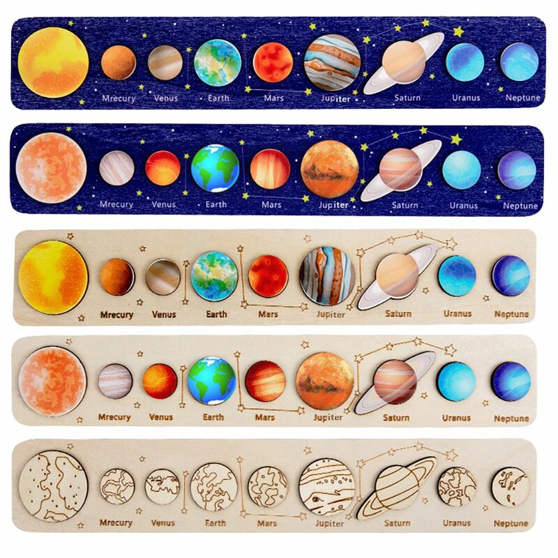 هدية مونتيسوري التعلم المبكر مرحلة ما قبل المدرسة لوحة مطابقة الكواكب الإدراك لغز لعبة النظام الشمسي بانوراما