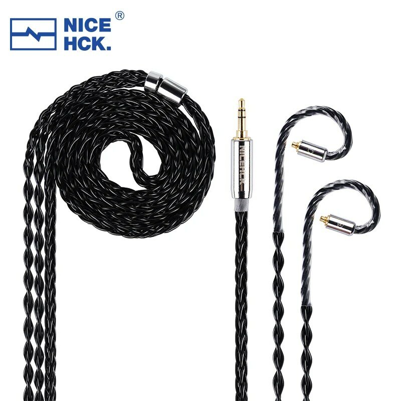 NiceHCK BlackCat Ultra 8 helai kabel Earbud basah Minyak paduan seng tembaga 3.5/2.5/4.4mm MMCX/2Pin untuk HOLA Gumiho OH2 Cadenza