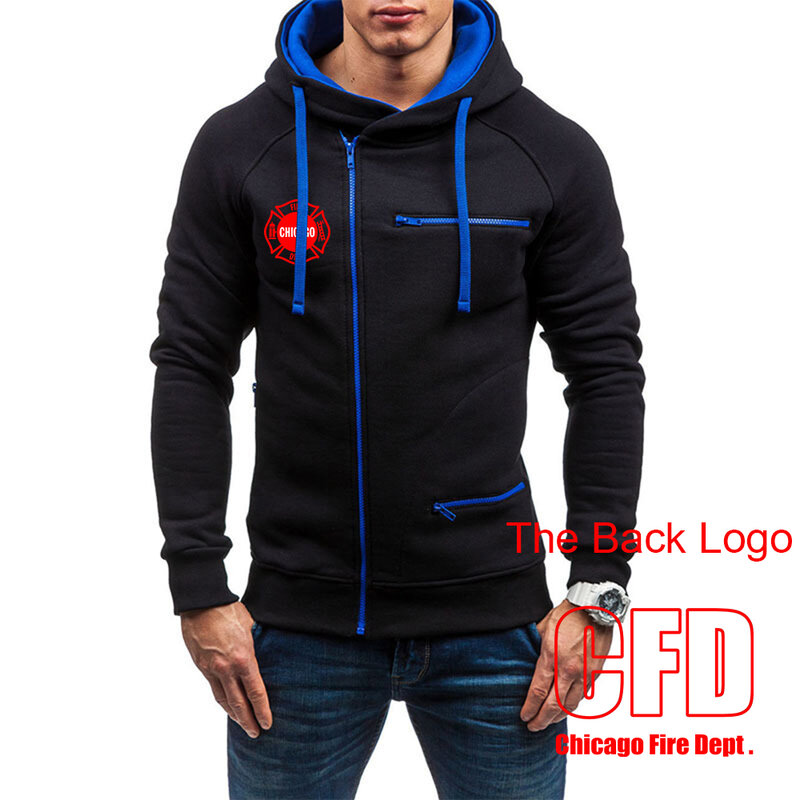 New Chicago Fire Department Show Tv Show Duty Printing Fashion 2023 New Men's Solid Cotton Tracksuit Classic Slim Hoodies Coat
