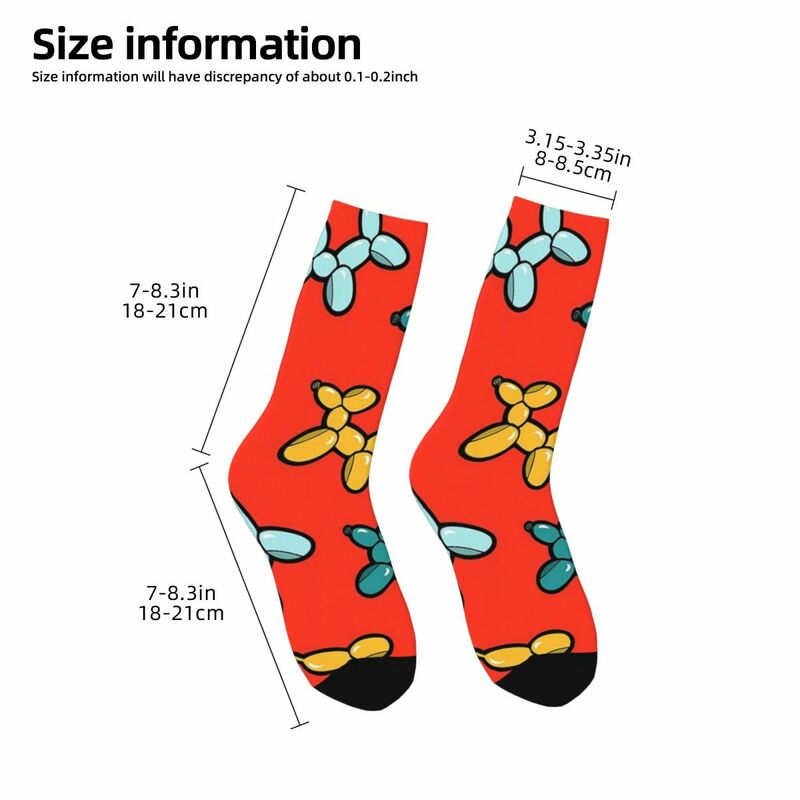Balloon Animal Dogs Pattern In Red Socks Harajuku Super Soft Stockings All Season Long Socks Accessories for Unisex Gifts