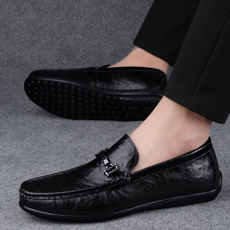 2023 Summer Hollow Out Loafers Men Shoes Male Boat Shoes Leather Flat Man Moccasins Mens Driving Shoes Casual Shoe Slip On Flats