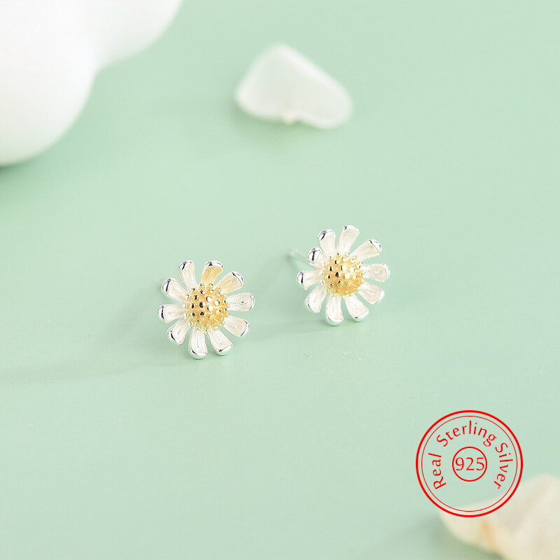 Boucles d'oreilles fleur en argent regardé 925 pour femme, bijoux solides, haute qualité, nouveau, XY0225