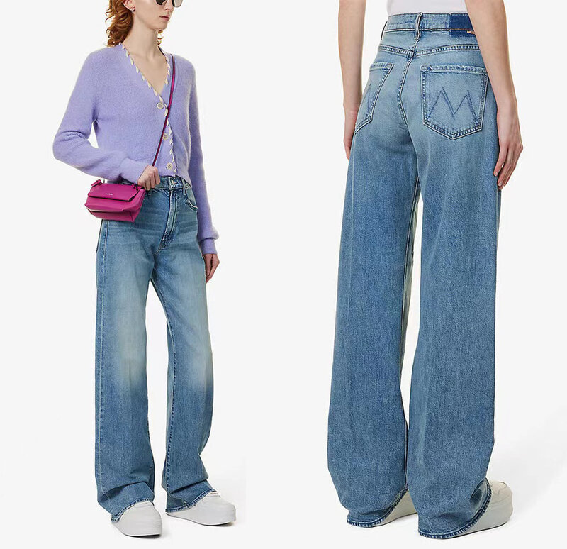 Женские длинные джинсовые брюки в стиле ретро, свободные облегающие слегка расклешенные джинсы с высокой талией, новинка 2023
