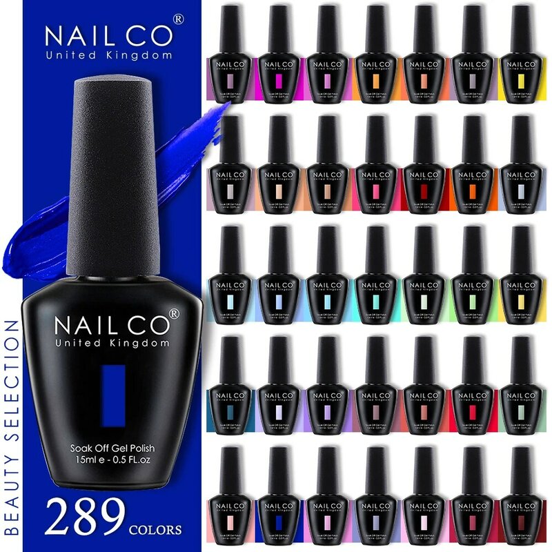 Nailco 15Ml Zwarte Serie Nagelgellak 333 Kleuren Blauw Uv & Led Gel Lak Naakt Rood Weken Semi-Permanente UV-Nagelgellak