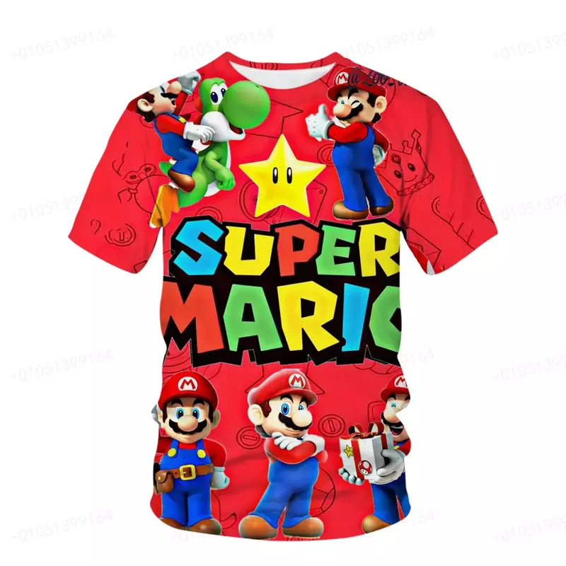 Лето 2024, новый стиль, необычная Детская футболка с принтом Супер Марио, дышащая быстросохнущая футболка для уличного спорта для мальчиков