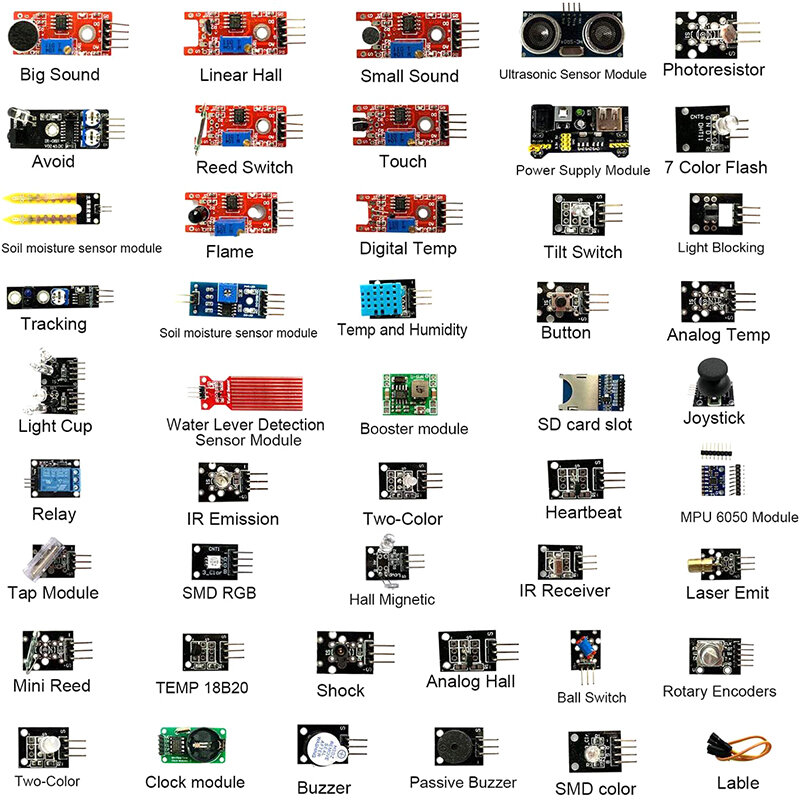 Kit de Módulos Sensores para UNO R3 MEGA2560, 45 em 1 Starter Kit, melhor que 37 em 1 Kit de Sensores, 1 Conjunto