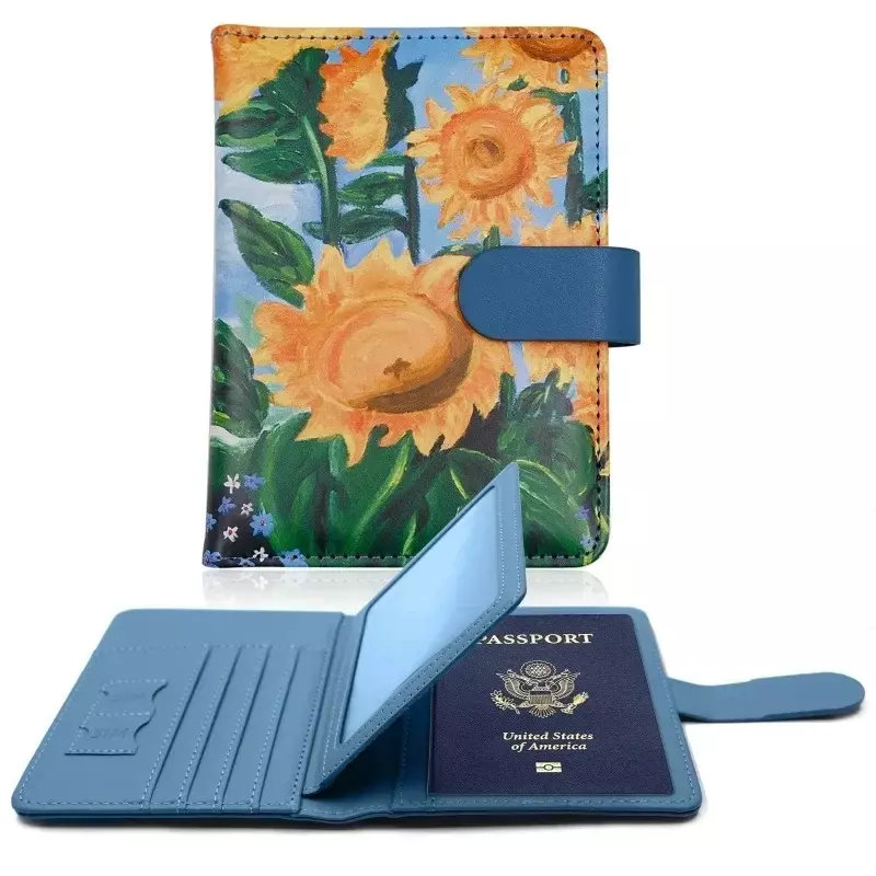 Funda de pasaporte de cuero PU para hombre y mujer, soporte de pasaporte de viaje con tarjetero, funda protectora de billetera