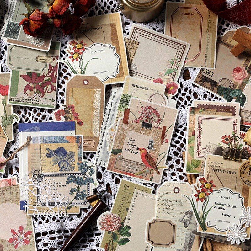 Kertas bahan bantalan Memo 80 lembar kartu Scrapbooking jurnal sampah tanaman Vintage kertas dekorasi latar belakang Retro