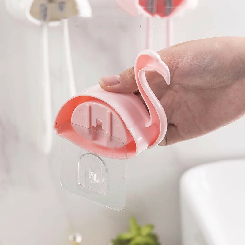 Porte-brosse à dents en forme de flamant rose, ventouse, accessoires de salle de bain, 2 positions, 1 pièce, mignon, support mural, organisateur de brosse à dents, offre spéciale