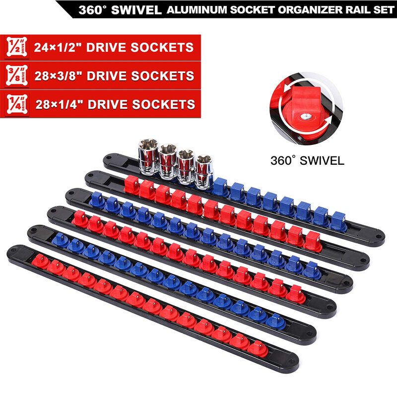 360 ° drehbar abs Sockel Organizer 1/4 Zoll 3/8 Zoll 1/2 Zoll Premium-Qualität Sockel Clip Schienen halter Sockel Organizer Werkzeuge blau & amp