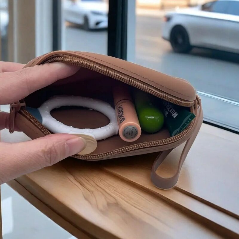 Borsa cosmetica in Silicone Color Morandi portamonete borsa portaoggetti multifunzione di grande capacità borsa rettangolare in tinta unita per piccoli oggetti