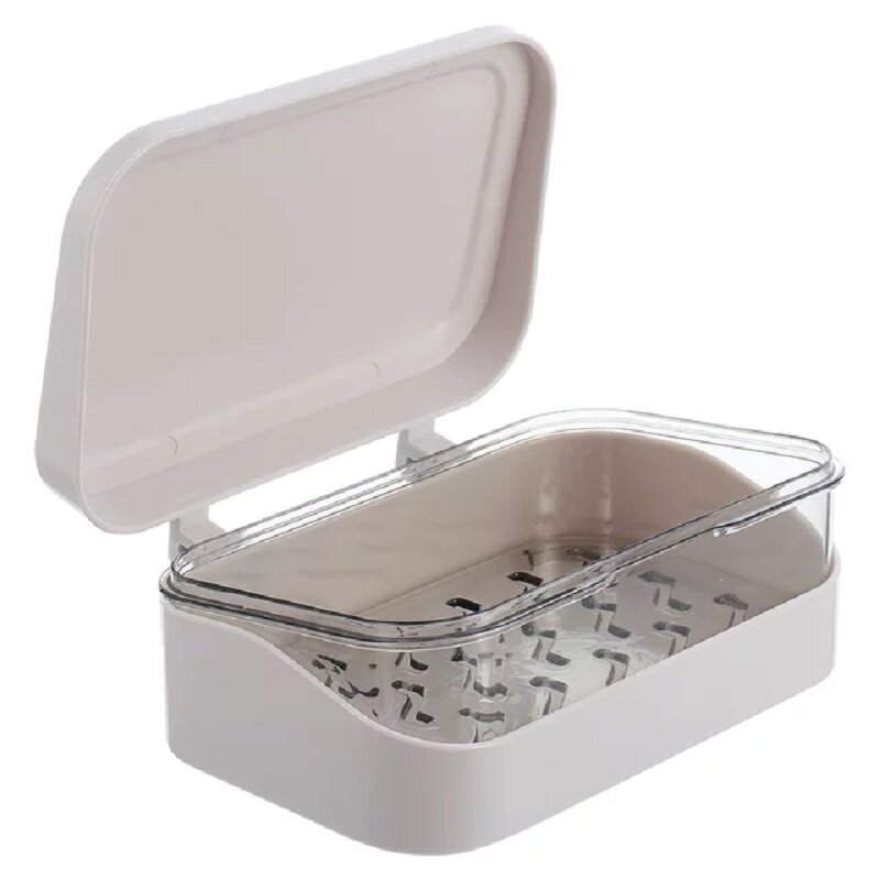 Caja de jabón antideslizante portátil con tapa, bandeja de ducha, estante de drenaje, Gadgets de baño, soporte de bandeja de jabón, 1pc