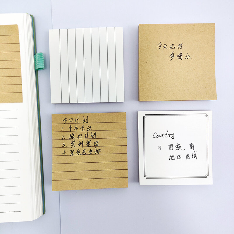 KindFuny-Bloc de notas adhesivas básicas, papelería, marcapáginas, pegatinas de notas adhesivas en cuaderno, Bloc de notas, papelería coreana