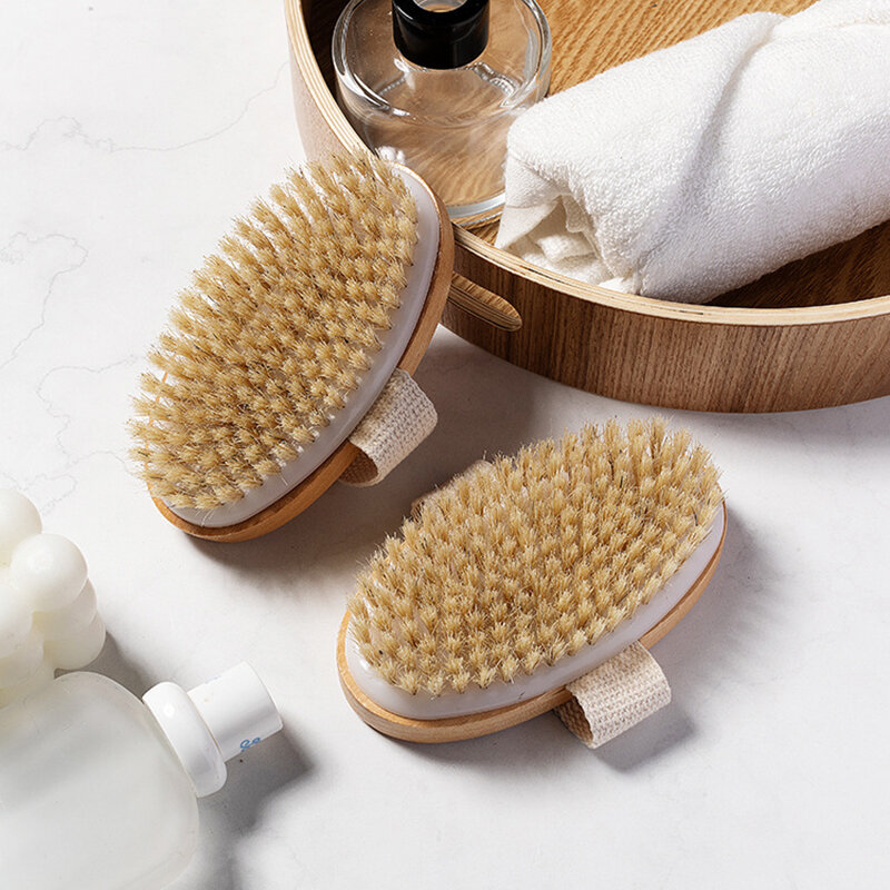 Natural escova de cerdas macio molhado pele seca corpo spa escova banho massageador casa