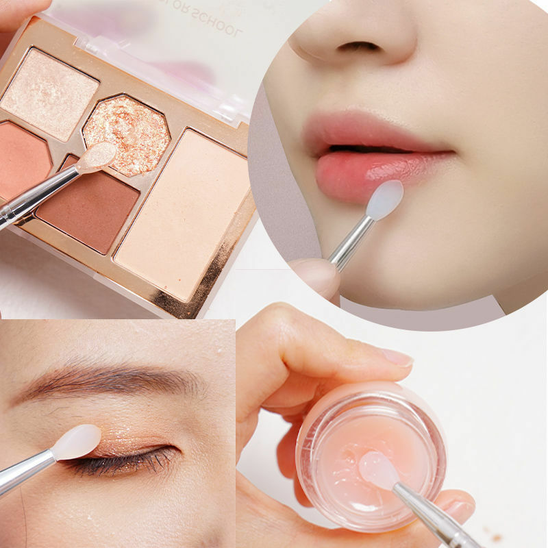 5 pçs portátil labial gloss aplicador multifuncional silicone labial escovas com tampão de poeira maquiagem batom escovas ferramentas cosméticas