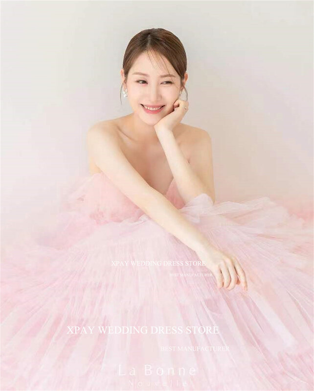 XPAY-Robe de Soirée Coréenne Rose Doux à Volants à Plusieurs Niveaux, Tenue de Bal Personnalisée pour Séance Photo de Mariage, Anniversaire et Occasions Spéciales