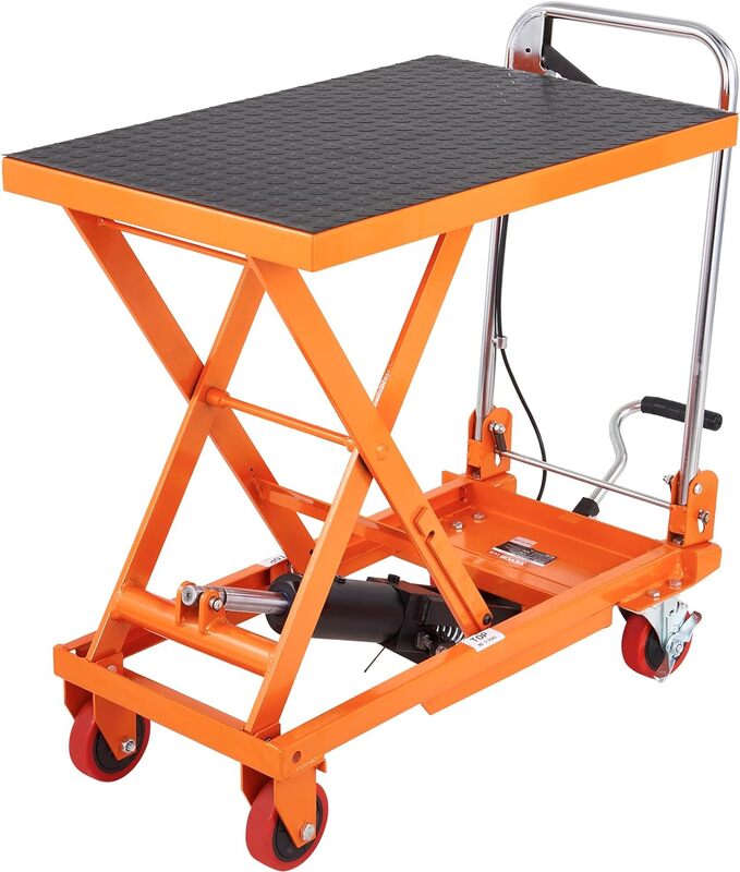 Wózek stołowy podnoszony hydrauliczny TF15, pojemność 330 funtów 28,5 cala z 4 kołami i podkładką antypoślizgową, do obsługi materiału| USA| NOWY