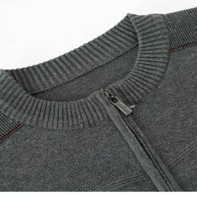 Мужская трикотажная одежда на молнии, новый теплый повседневный свободный мужской свитер с круглым вырезом на осень и зиму