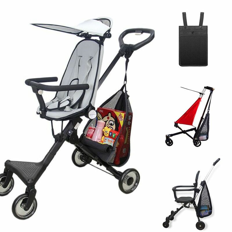 Siatkowa kieszeń na wózek dziecięcy o dużej pojemności w jednolitym kolorze wisząca torba na wózek wózek dziecięcy akcesoria