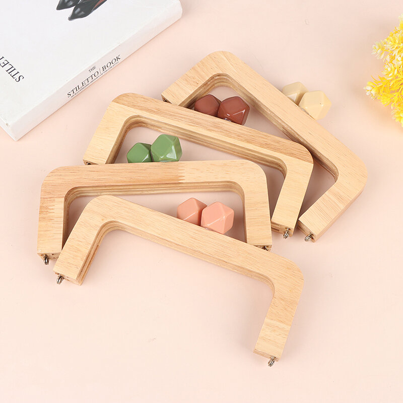 20Cm Nature With Candy Resin Big Ball Clasp Solid Wood Material Wooden Purse Frame Screws Inside Wood Bag Handle Frame Purse