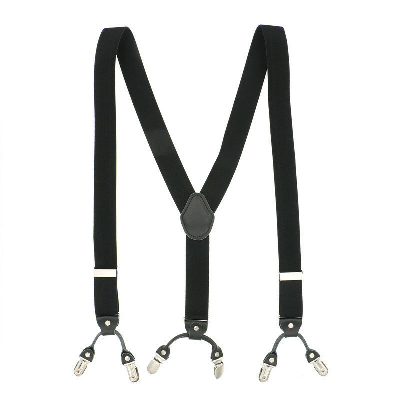 3.5*120cm Fashion 6 Clips Striped Braces Man Male Vintage Casual Leather Suspenders For Adult  Tirantes Trosers Strap Adjustable