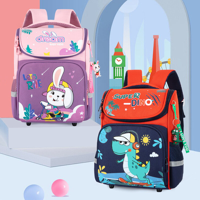 Новый модный детский рюкзак с милым кроликом и динозавром для мальчиков и девочек, легкий рюкзак с защитой