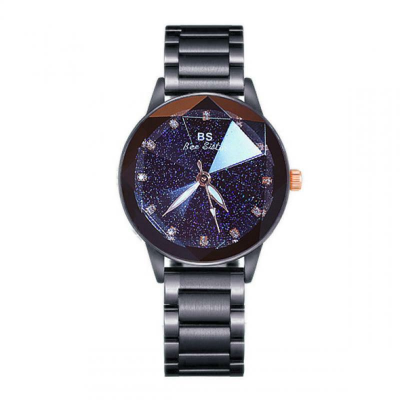 Reloj de pulsera de cristal de oro rosa para mujer, accesorio de lujo resistente al agua con diseño de cielo estrellado, 2022