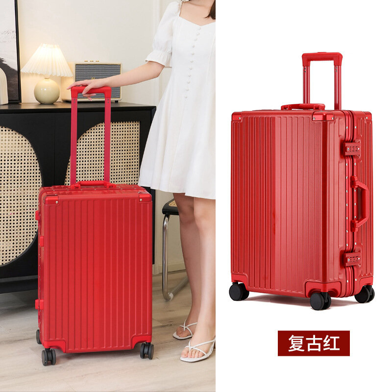 PLUENLI-maleta de equipaje con marco de aluminio, maletín resistente a caídas, con contraseña, prepucio, novedad